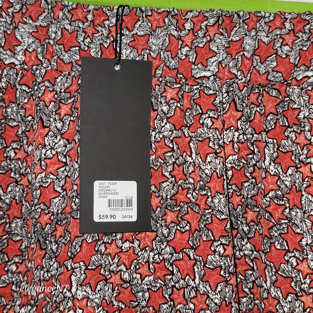 Lane Bryant 2 Layer Ruffle  Starry Red/Black/White Lined Skirt Sz: 14/16 NWT - Picture 6 of 10
